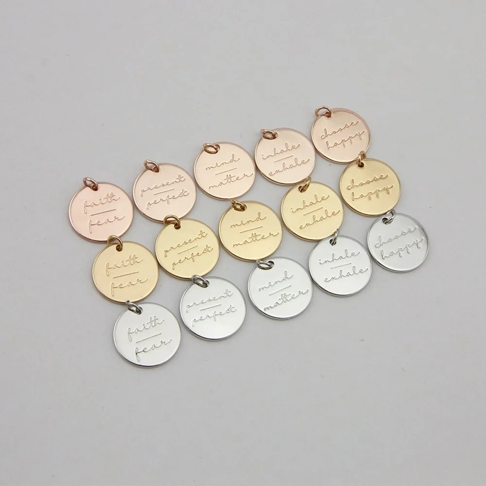 Glauben über Angst Werden noch Delicate DIY Charme Disc Gravierte Anhänger Schmuck Zubehör Akzeptieren Custom Design