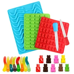 50/20 Cavity Bear Snake Silicone Molds Gummy Jelly Candy Chocolate Mold Cake Decorating Tools DIY Baking Moulds With Dropper