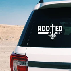 Rooted in Christ Faith Scripture Vinyl Sticker Car Window Door Decor, Christian Bible Verse Laptop Decals for Apple MacBook Pro