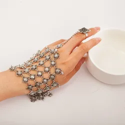1 Pc Bohemian Vintage Hand Finger Multilayer Ring Bracelets For Women Fashion Jewelry Retro Silver Plated Gypsy Tassel Bracelet