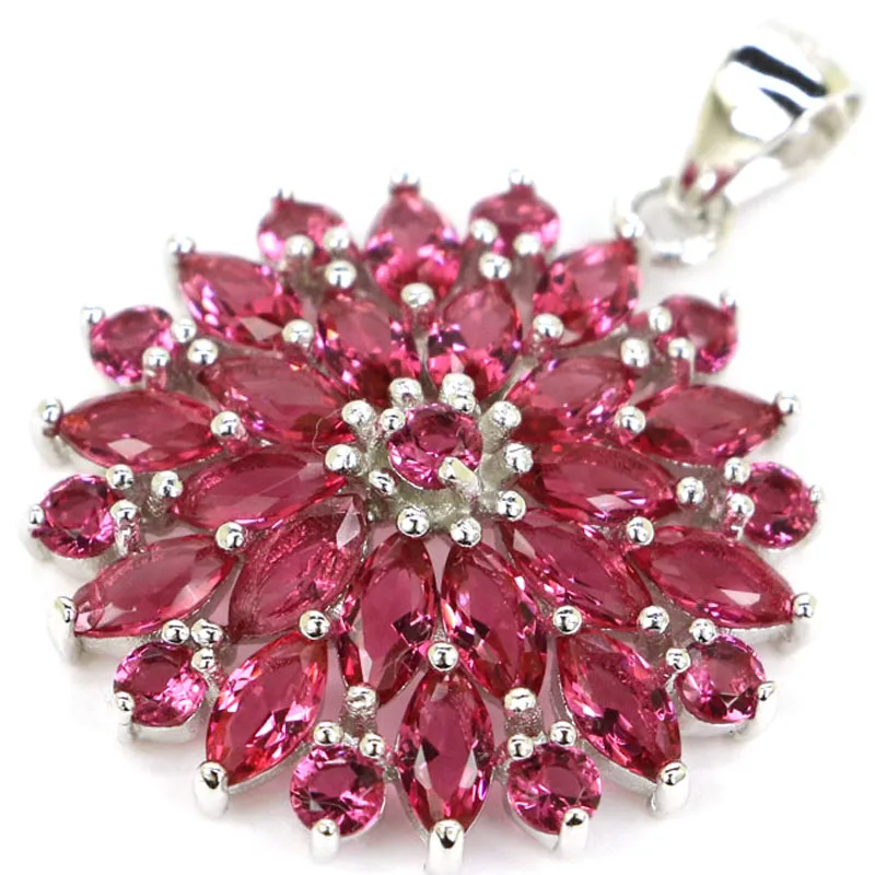 38x22mm Elegant  3.0g Pink  Raspberry Rhodolite Garnet Pink Kunzite Jazaz 925 Sterling Silver Pendant