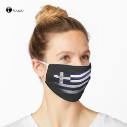 Greece Brush Stroke Greek Flag Face Mask  Filter Pocket Cloth Reusable Washable