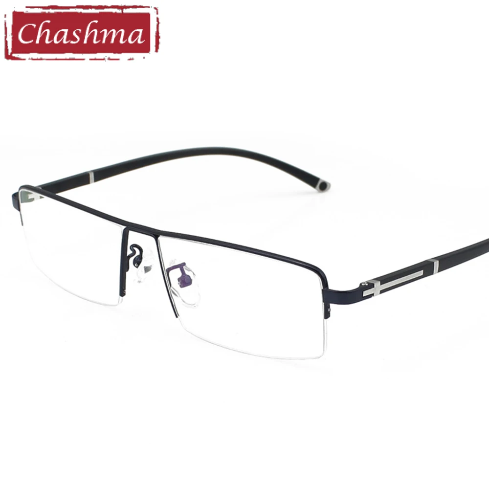 

Chashma Brand Alloy Frame Classic Designer Men Semi Rim Eyeglasses Gentlemen Eye Glasses Big Frames for Male 57-17-142