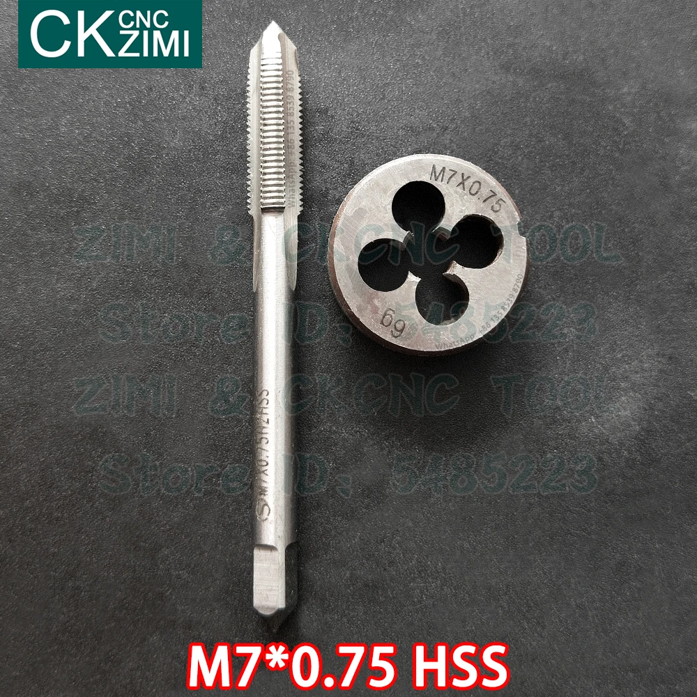 M7*0.75 M7x0.75 HSS Straight Handle Standard Machine Die Tap High Speed Steel Wire Tapping Drill Round Die Tap and Die Set Tools