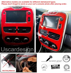 For Renault Clio 4 Full (Dashboard + Doors) Decor Frame Set, Trim Accessorie, Piano Black, Carbon Fiber, Red