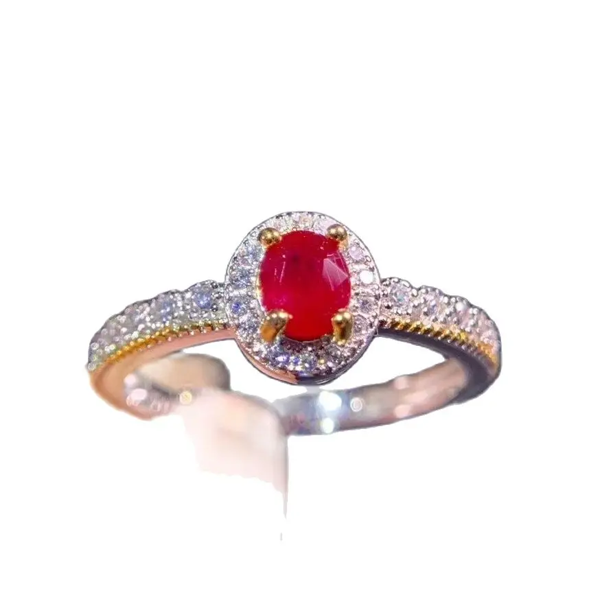 

KJJEAXCMY fine jewelry 925 sterling silver inlaid natural ruby new ring lovely girl's ring support test