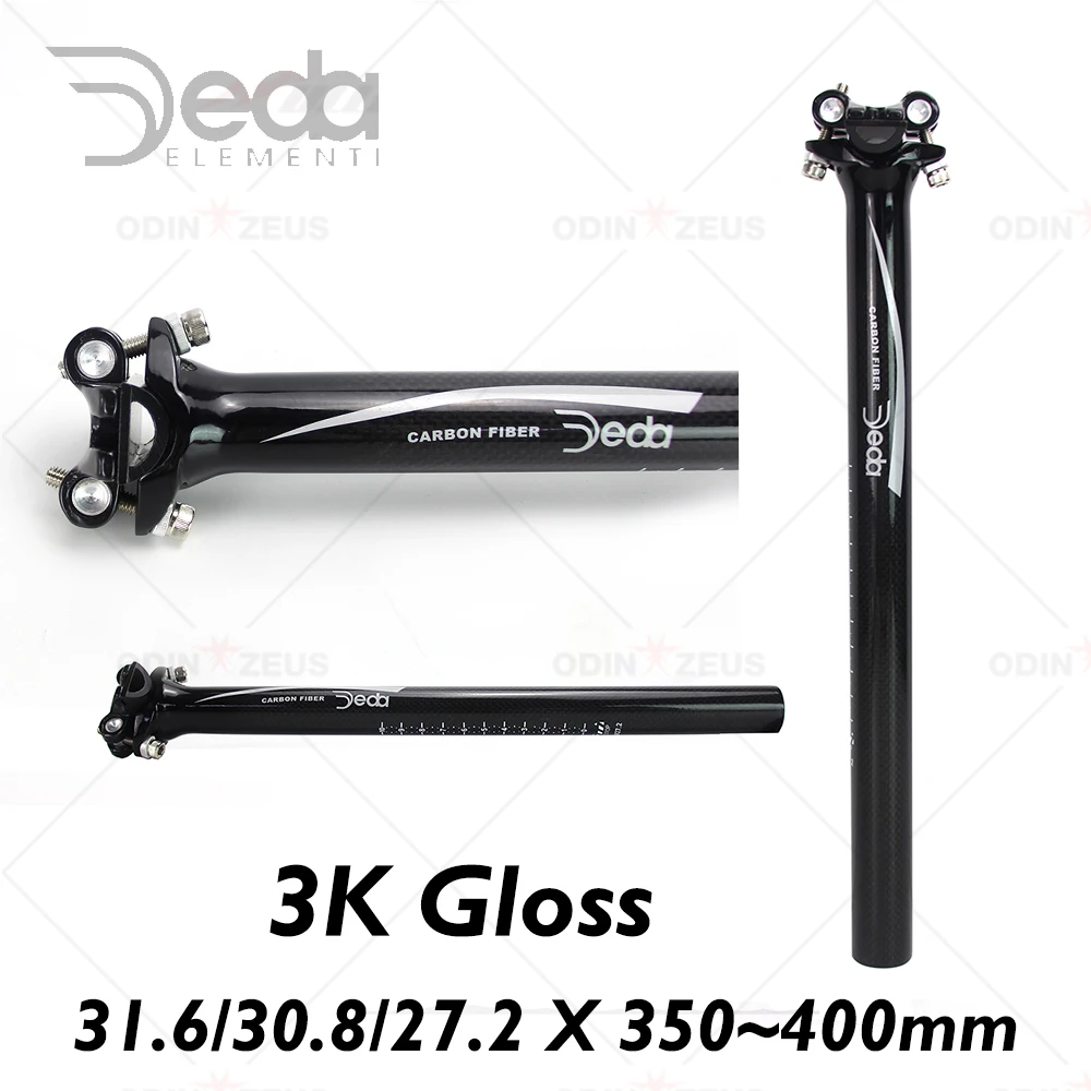 DEDA-Full Carbon Fiber Seatpost, 3K Glossy Bike Seat Post, Mountain and Road Bike, 27.2mm, 30.8mm, 31.6mm, 350mm, 400mm