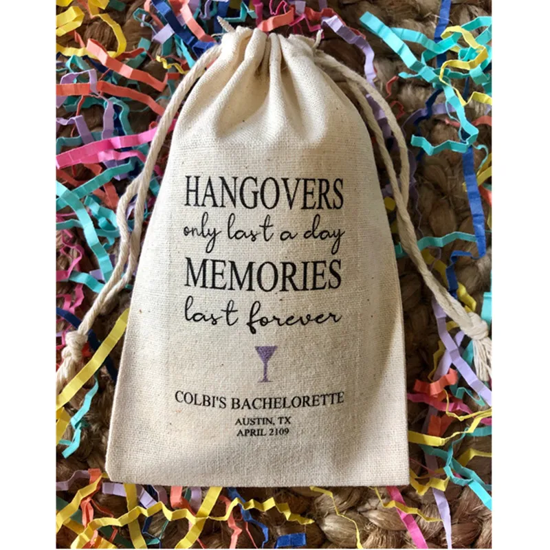 

10PCS Hangovers Only Last a Day, Memories Last Forever custom birthday gift bags bachelorette Survival Kit bridal hangovers bags