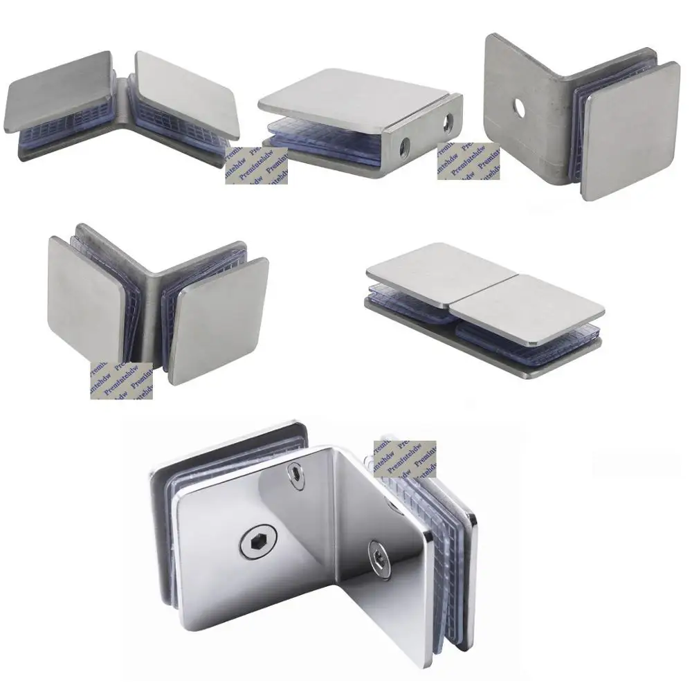 2Pcs 304 Stainless Steel Mirror Brush 8-10MM Square Glass Fixing Clamp Bracket Wall Shower Enclosure Cubicle