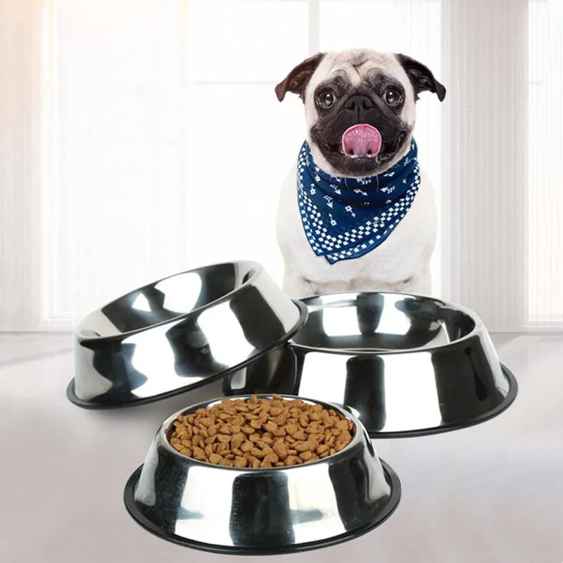 13-25cm Dog Bowl Stainless Steel Pet Feeding Bowl Cat Dogs Food Drinking Bowl Metal Feeding Bowl Durable Soup Palte Dishes New