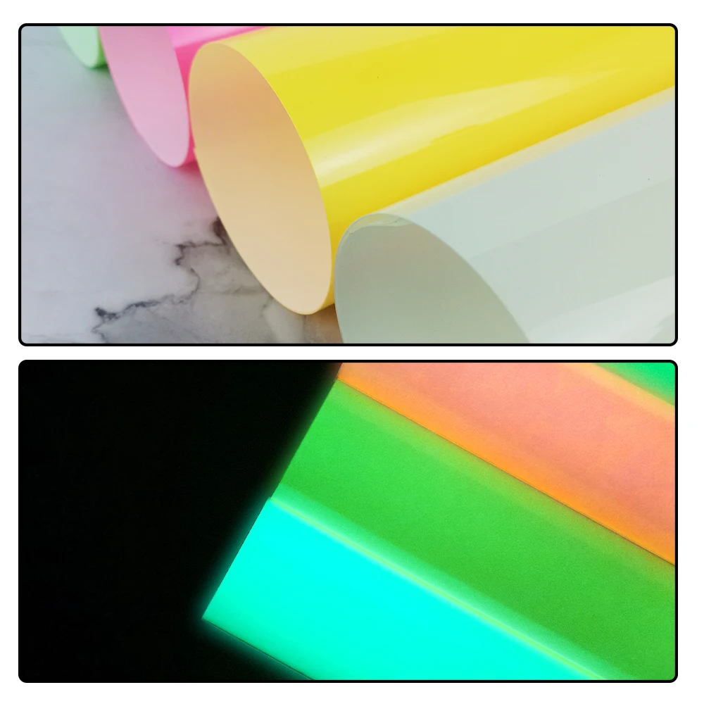 3D Puff HTV Heat Transfer Vinyl Film Glow In The Dark Luminous Iron On Tshirt Clothing For  25x20cm Colors Sheet