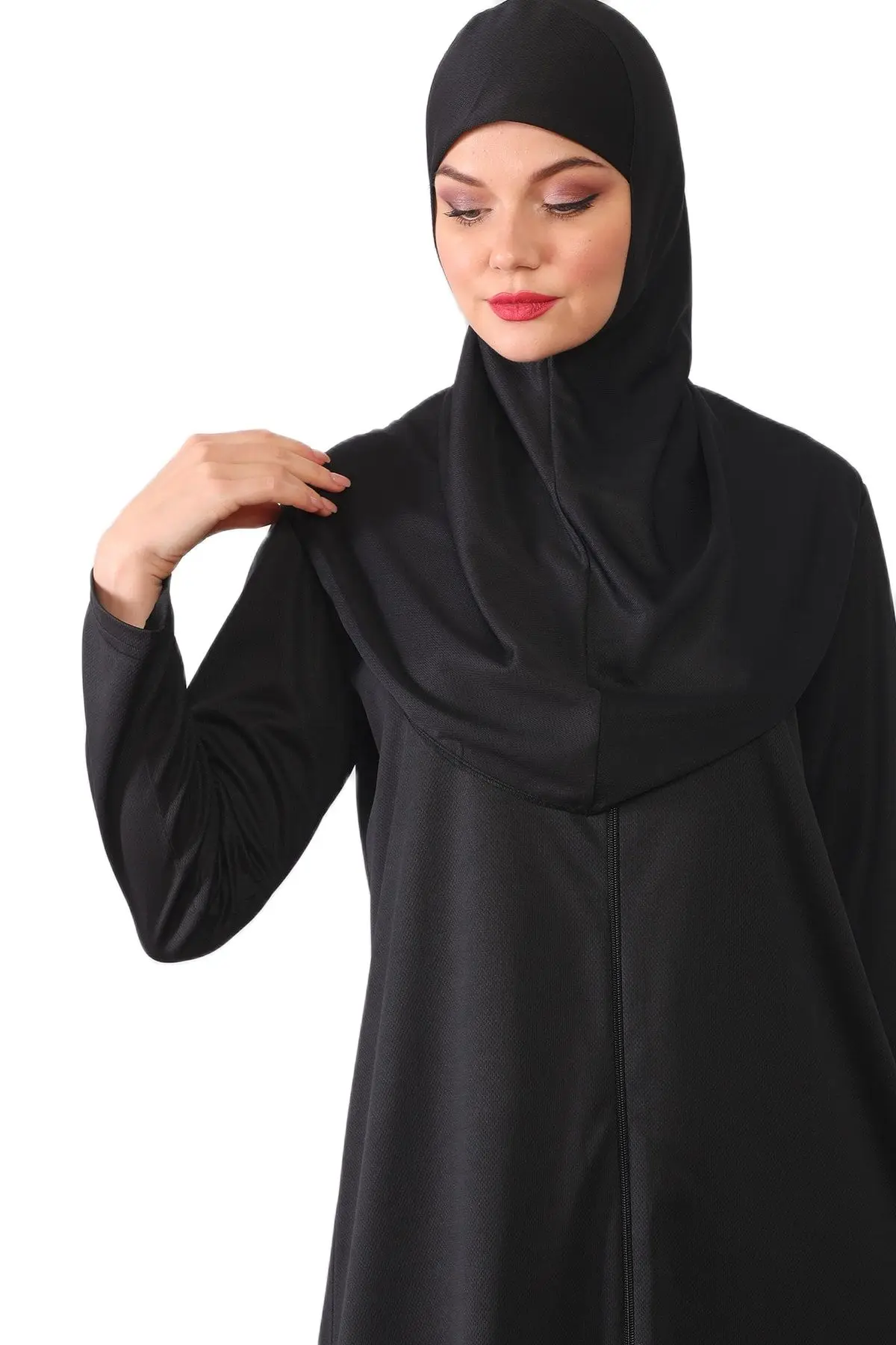 Women Zipper Black Prayer Gown Muslim women clothes Hijab Jilbab long djellaba dress Abaya khimar Islamic dress Niqab