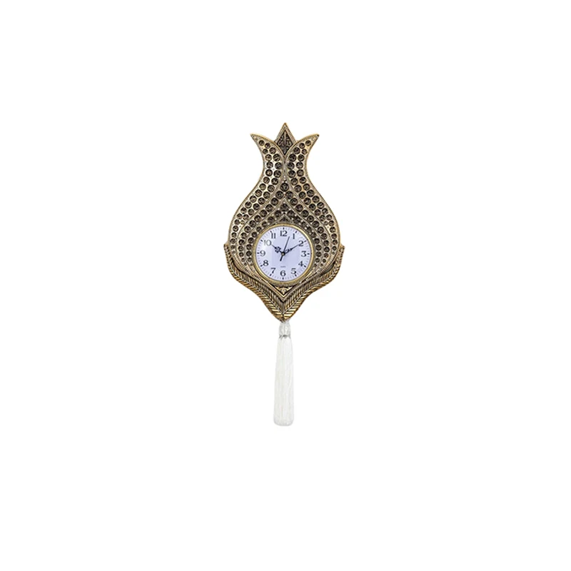 Tulip Clock Esmaul- Husna Gold and Silver Home Decor Miniature Ramadan Eid Gift New Home First Quality Polyester Size 28*44 cm