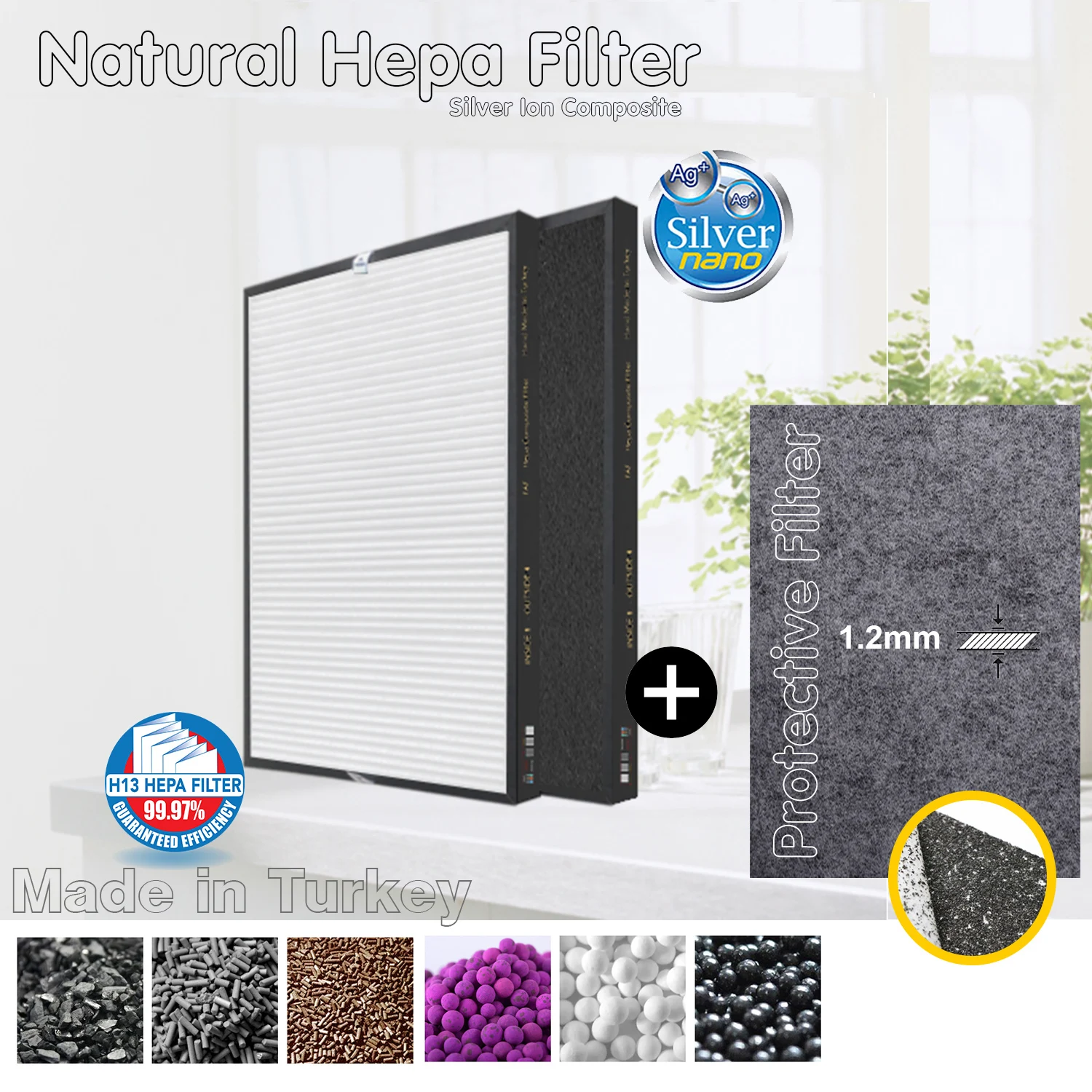 305x245x30mm Custom Production HEPA + Active Carbon Composite Multifunctional Filter Air Purifier and Protector