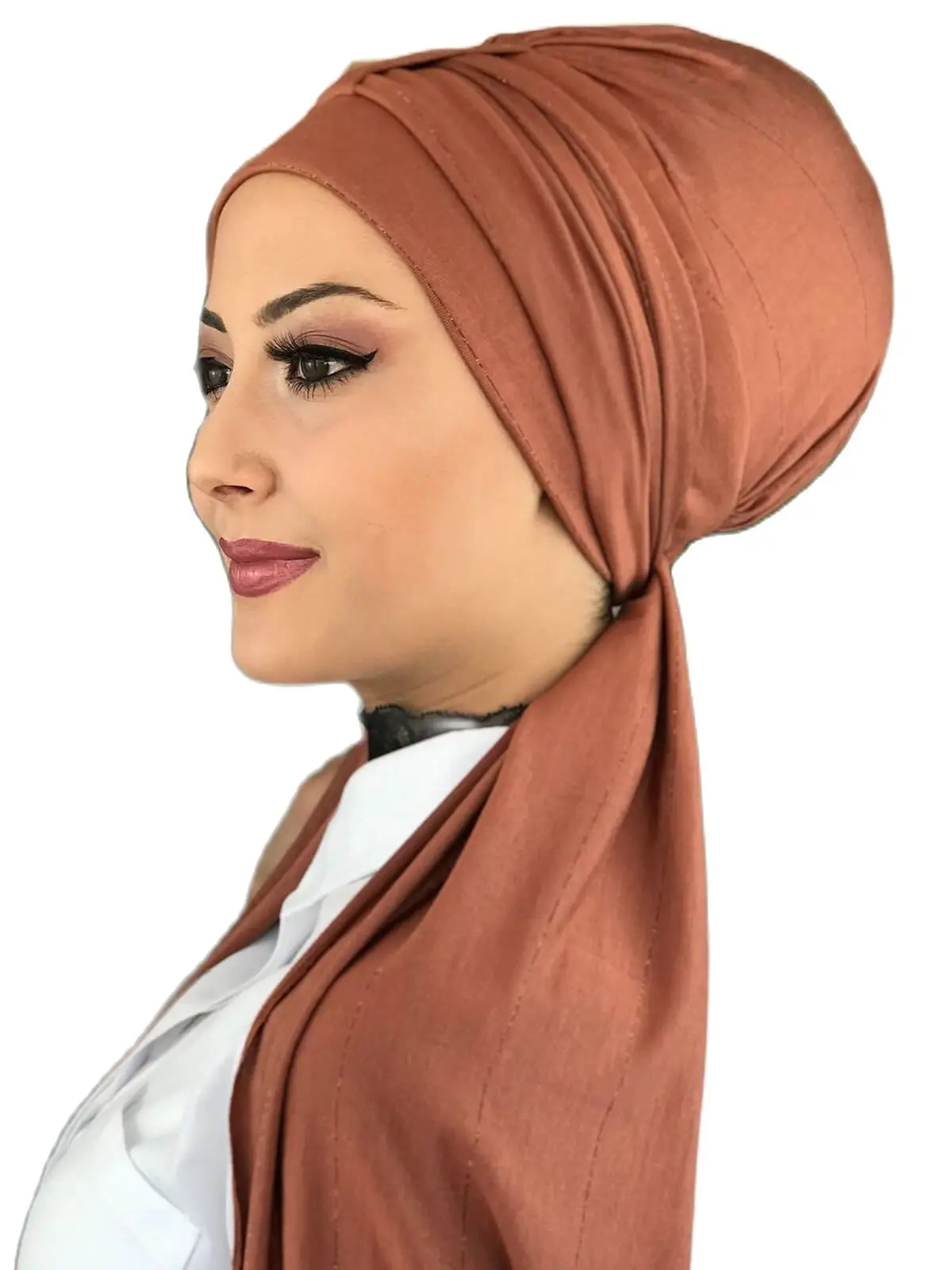 New Fashion 2021 Hijab Turban Lady Hat Seasonal Scarf Hijab Foulard Single Size Tile Color Scarf Bone