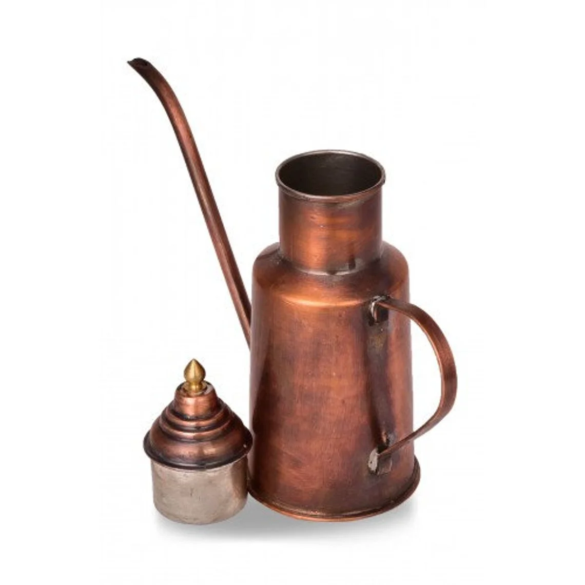 Handmade Pure Copper Olive Oil Dispenser Copper Oil Decanter Handcrafted Pitcher Jug Nickel Polished Surface Decorative Copper