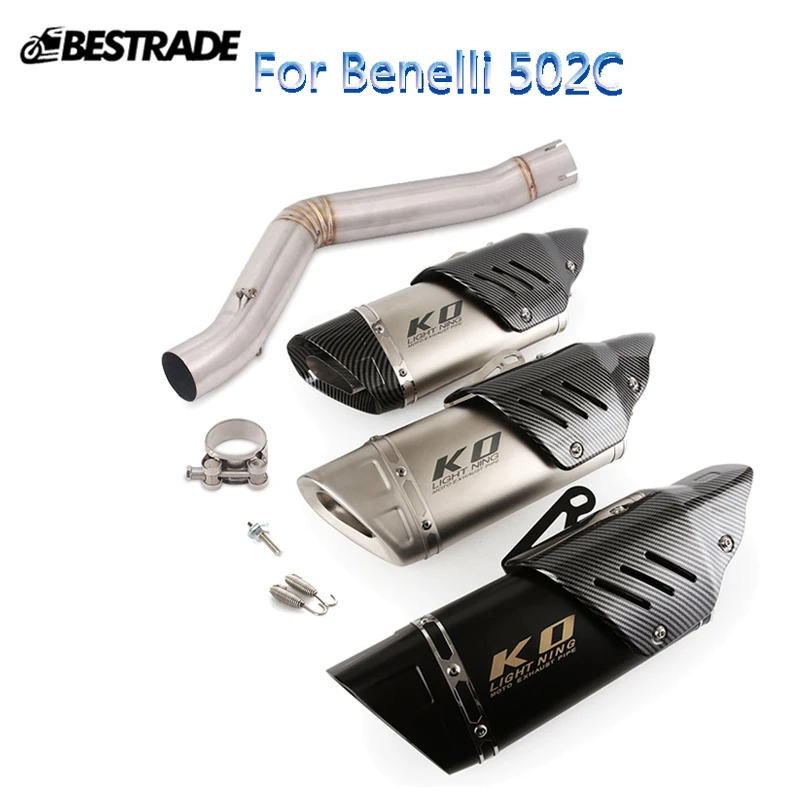 

For Benelli 502C Slip on Motorcycle Exhaust System 51mm Muffler Escape Tips Middle Link Connecting Pipe Stainless Steel