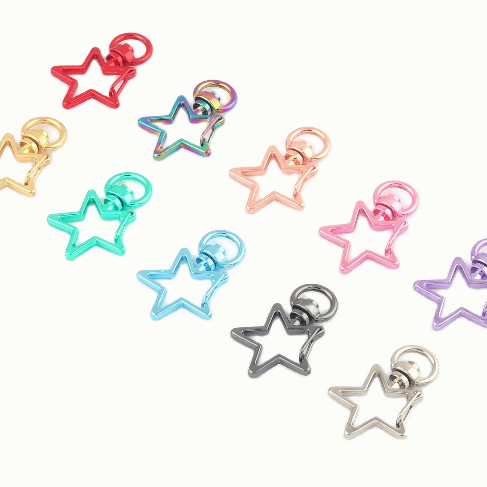 

8mm Pink Star Swivel Clasps Claw Keychain Base Purse Bag Handbag Hardware Clip Hook Strap Trigger Jewelry Charm Webbing Clasps