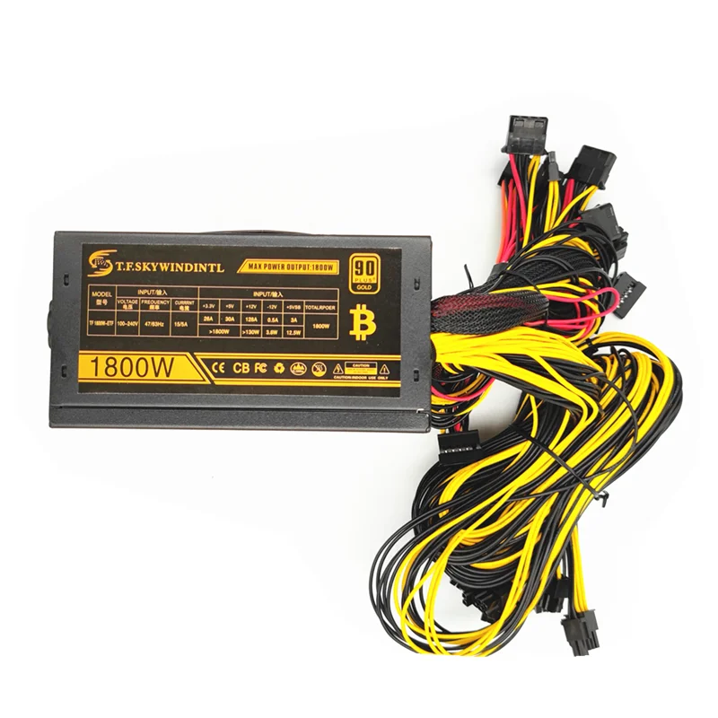 1800W Mining PC Power Supply ATX Computer Power PSU 24Pin For Bitcoin Miner R9 380/390 RX 470/480 RX 570 1060 For Antminer PSU
