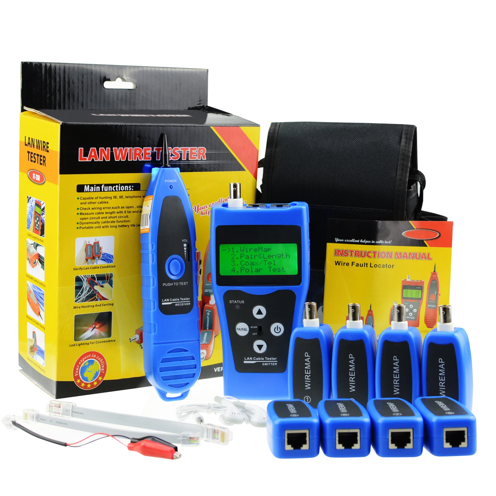 Multipurpose Network LAN Cable Tester with 8 Remote Identifier 5E 6E Telephone Wire Coaxial and USB Cable for Telephone System