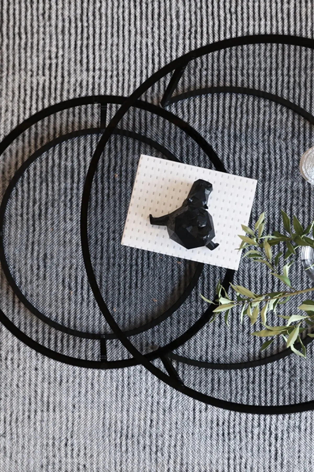 Black Metal Nelling Table Unbreakable Interlocking Glass 2 Piece Scandinavian Side Table Tea Coffee Service Table Round Living R