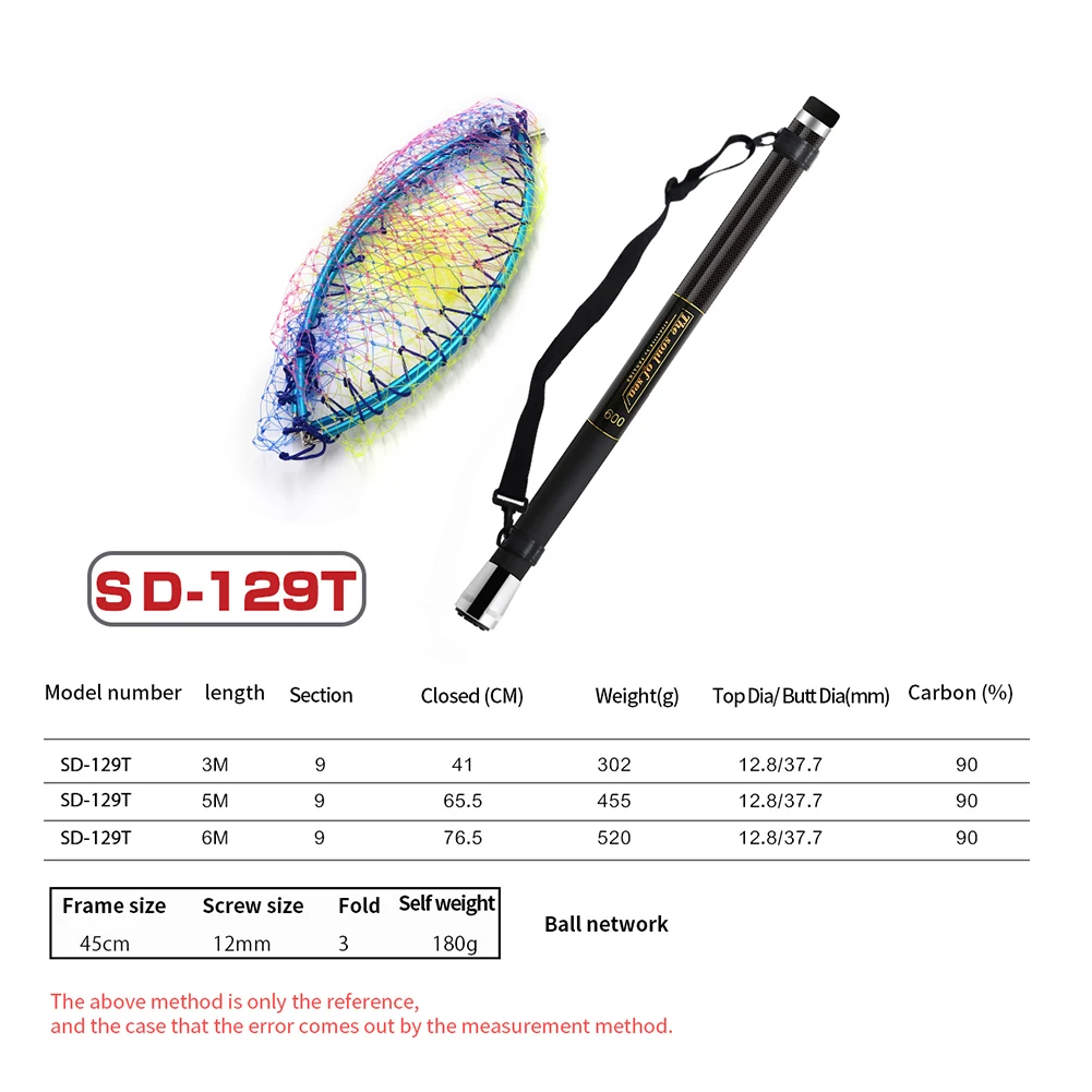 SANLIKE Fishing Nets Carbon Fishing Rod Scaling 9 Section Length Foldable Telescopic Pole Handle for Carp Fishing Catching