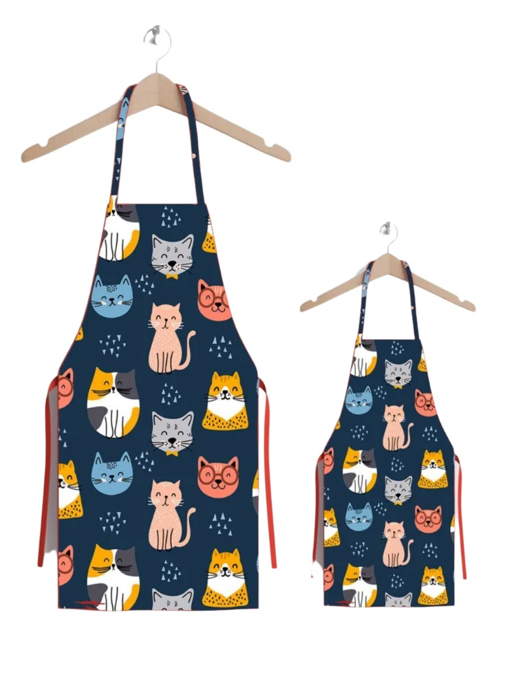 Colorful Cat Mother Child Stain Resistant Kitchen Apron High Quality Custom Parent Child Kitchen Products Modern Multi-Use 2022