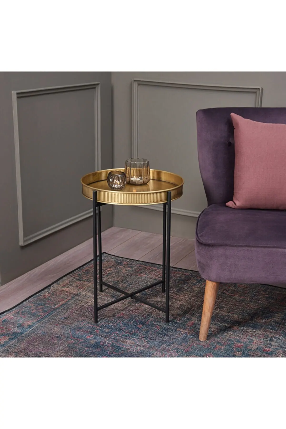 Nordic Iron Double-layer Small Tea Table Corners Round Coffee Table Lving Room Mini Sofa Side Table