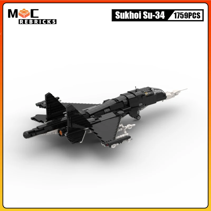 Modern Arms War Series Russia\'s New Heavy Strike Fighter Sukhoi Su-34 Fullback Building Blocks WW2 Military Model Bricks Toys