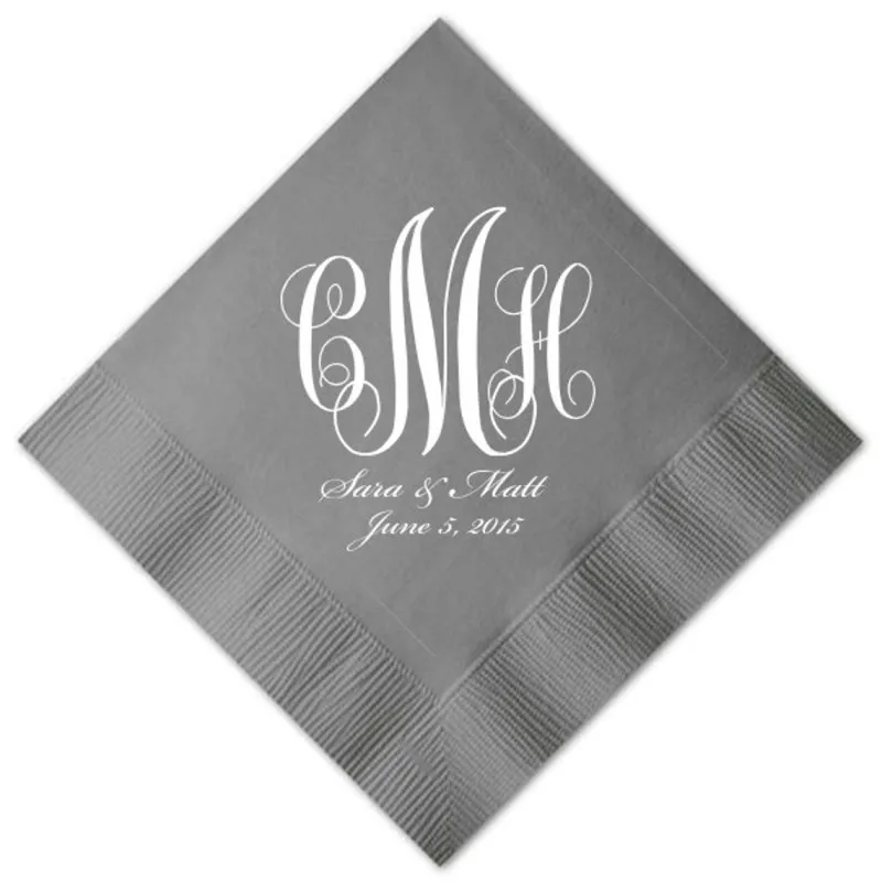 

Personalized Traditional Classy Classic Monogram Beverage Cocktail Luncheon Guest Towel Dinner Napkins Custom Wedding Home 3 ply