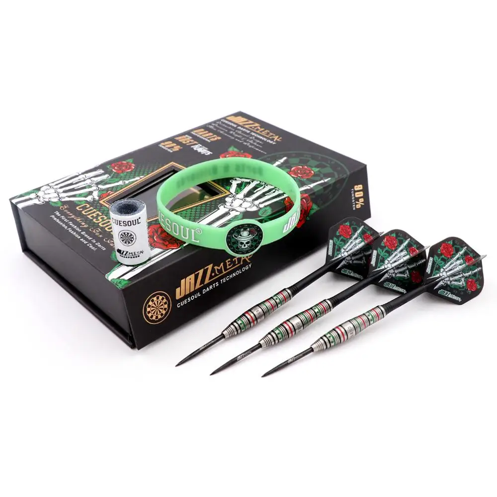 CUESOUL JAZZ-METAL 21/23/25g Steel Tip 90% Tungsten Dart Set with Integrated ROST Dart Flights and Wristband