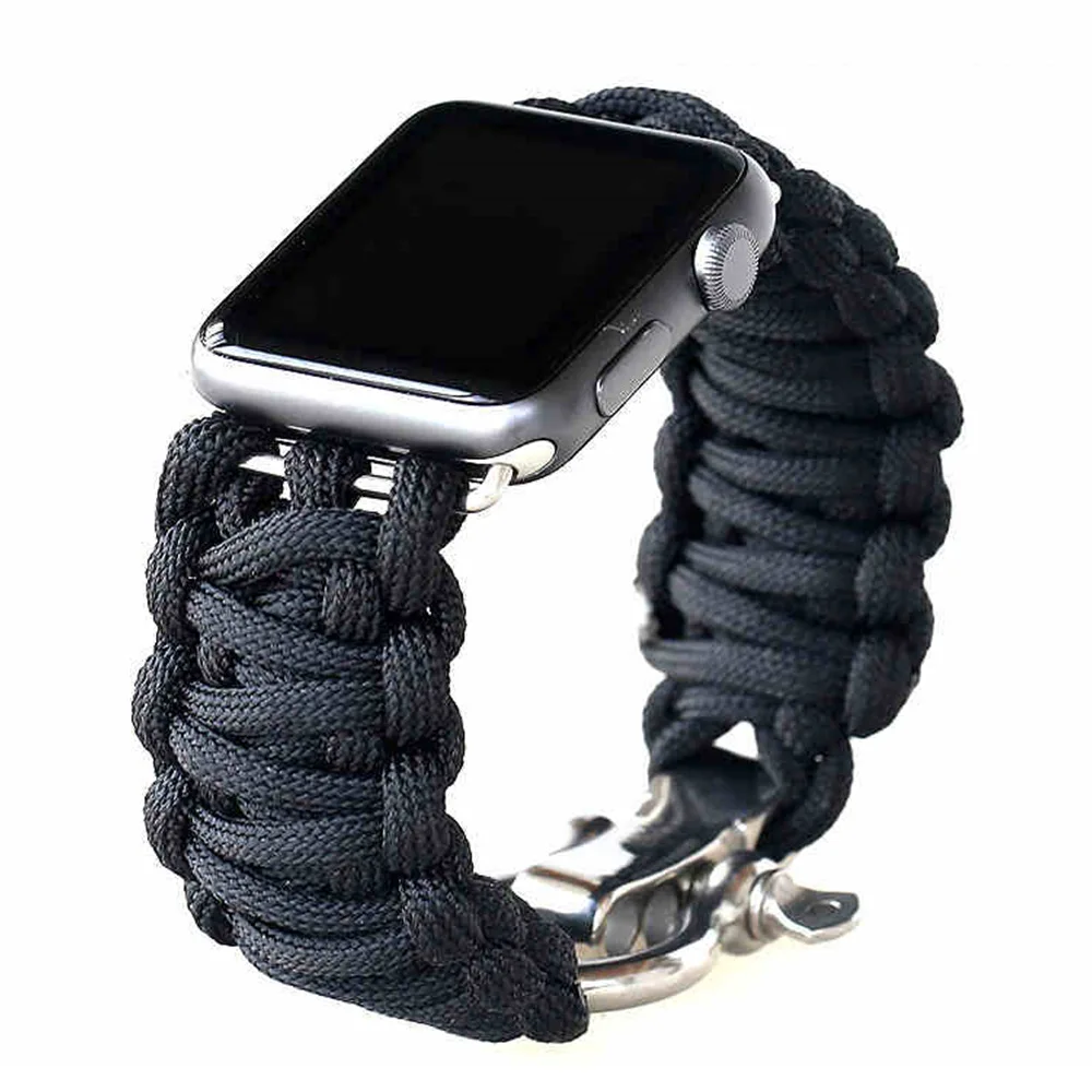 Nylon strap For Apple watch band 44mm 40mm 45mm 41mm 42mm 38mm Outdoors Sport Survival Rope Bracelet iWatch series 3 4 5 se 6 7