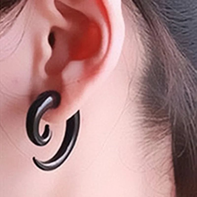 2PCS Acrylic Spiral Fake Ear Gauge Earring Snail Cheater Ear Plugs and Tunnels Fake Ear Stretcher Expander Punk Earrings