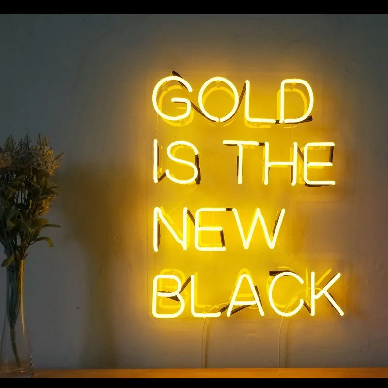 

Neon Sign For Gold Is The New Black Real Glass Neon Sign For Bedroom Garage Bar Man Cave Room Home Decor Personalised Handmade