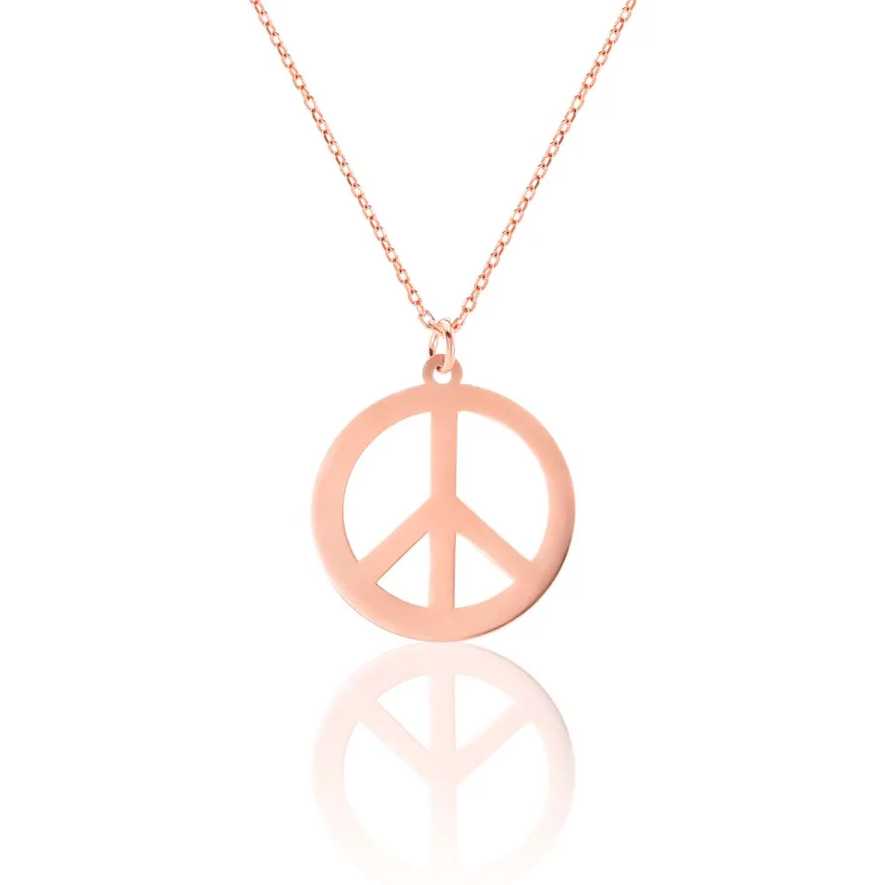 Peace Pendant Necklace Jewelry 925 Sterling Silver Rose Gold with Chain