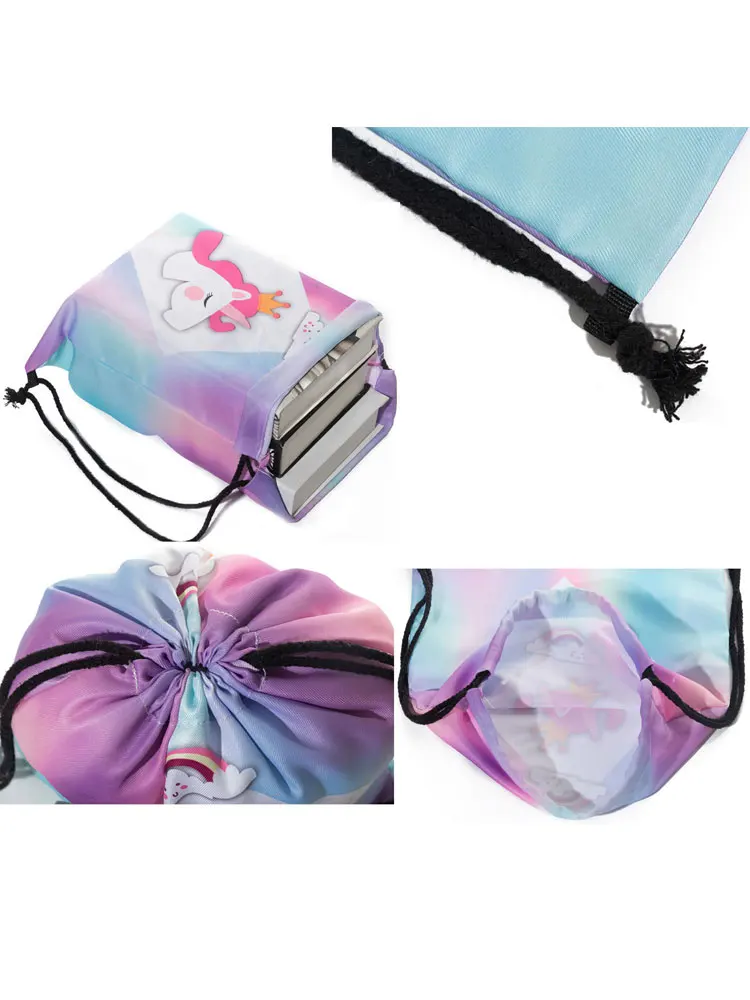 Mochila con estampado de seta Sister, bolsas con cordón creativo de dibujos animados, bolso de gran capacidad para zapatos a la escuela, bolsa de almacenamiento ecológica portátil