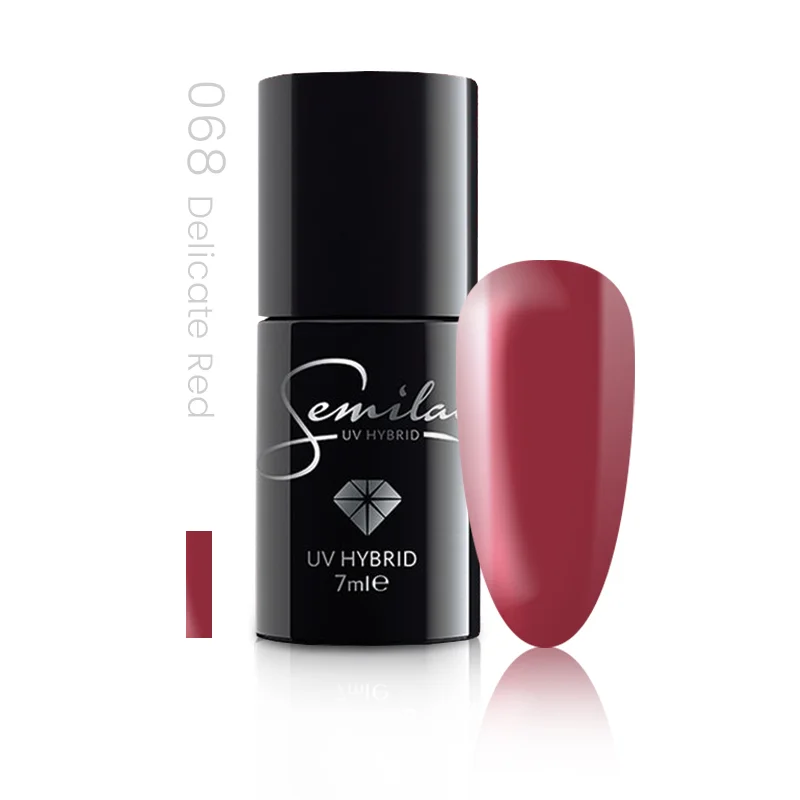 Semilac Delicate Red 068 semi-permanent coverage, UV hybrid nail polish texture Gel