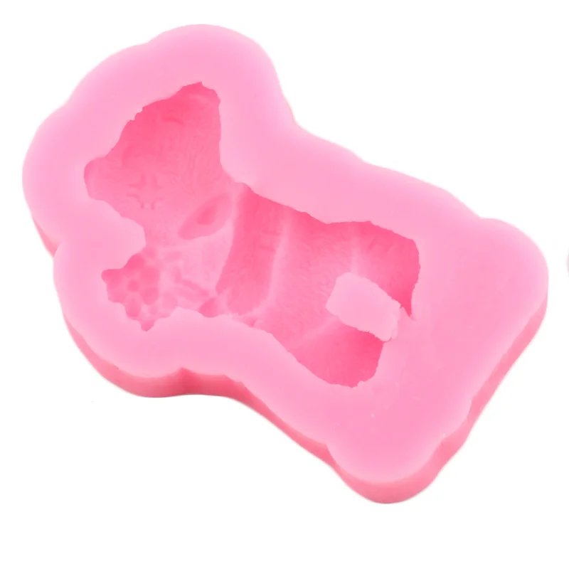 3D Bear Silicone Mold DIY Baby Birthday Cake Decorating Tools Cupcake Topper Fondant Molds Chocolate Candy Clay Resin Moulds