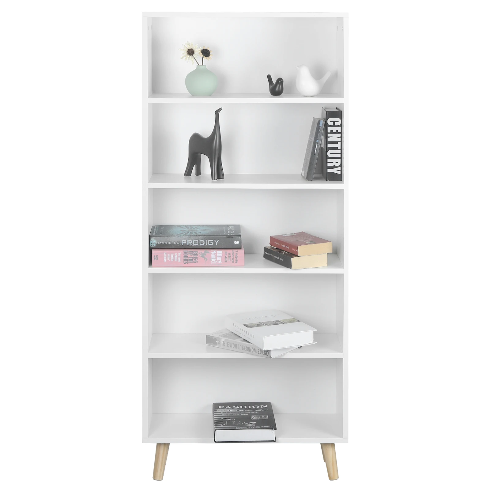 Office Standing Shelf Bookcase Children's Shelf Room Divider Storage Shelf with 5 Compartments Filing Shelf for Living Room