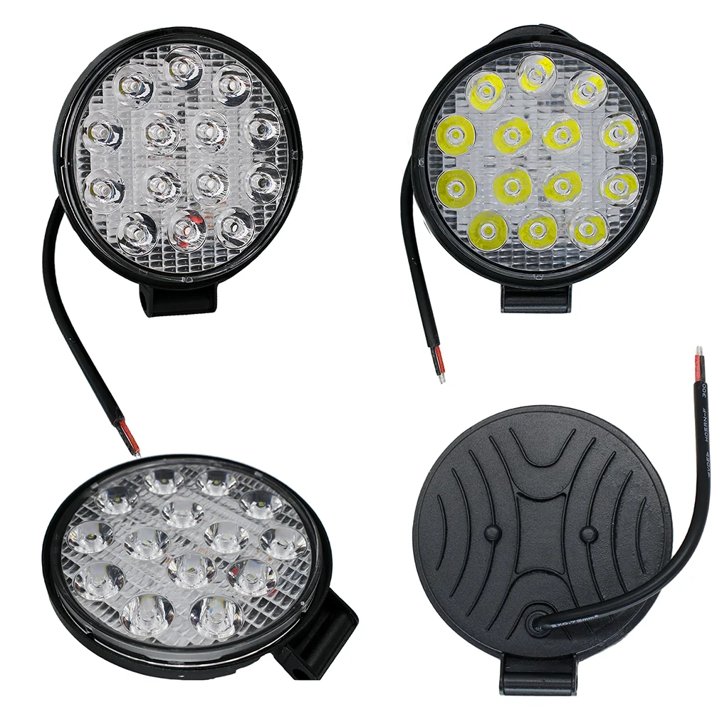 Kit 2 Mile Lighthouse 14 Leds 42W 12V/24v Round Off-Road Cold White (6000-6500K)