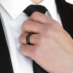 Fashion Black Titanium Steel Ring for Women Men Matte Classic Engagement Anel Jewelry Size 6 to Size 14