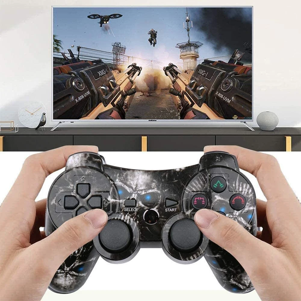 Lioeo-Controlador de jogos sem fio, gamepad de vibração dupla, joypad PS3, sensor de movimento de 6 eixos, bateria, joystick de 360 ° para Sony PS3