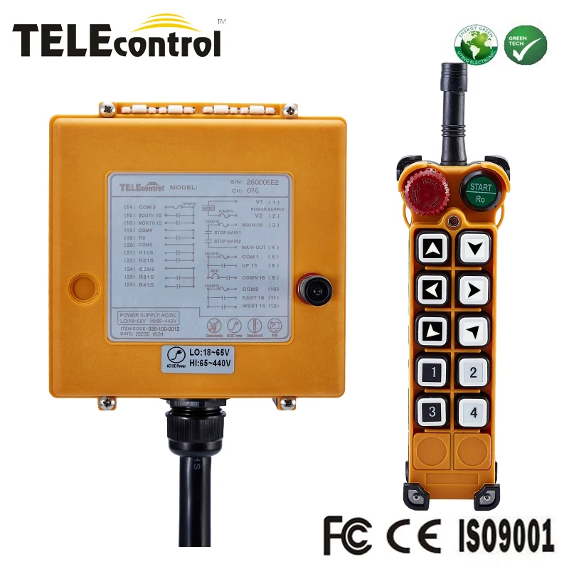 Telekontrol 10 Channel Single Speed Crane Radio Industrial Remote Control Sakelar Tombol Tekan untuk Overhead Crane F26-B1