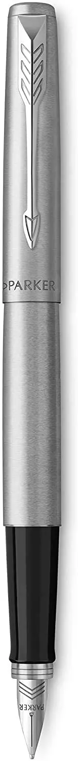 Parker Jitter Fountain Pen, Stainless Steel Body, Medium Point, Blue Ink, Include Gift Box, Best Fountain Pen, Perfect Write