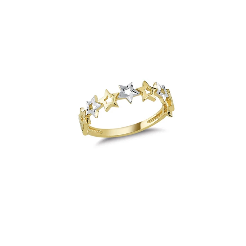 14K Solid Gold Star Design Ring for Women