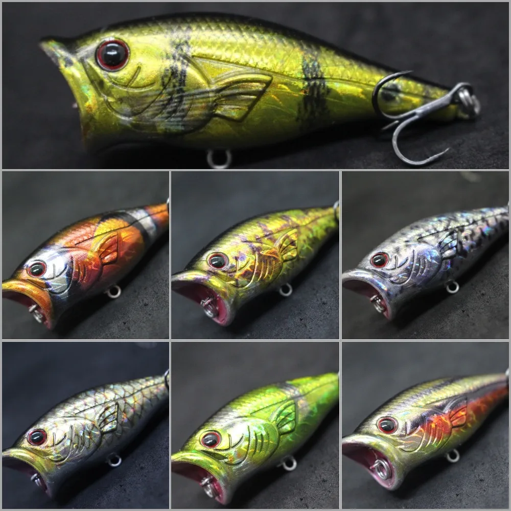 wLure Walking Popper Fishing Lures 6cm 10.5g Zigzag Water Splash Fresh Water Bass Lure Lifelike Colors HT626