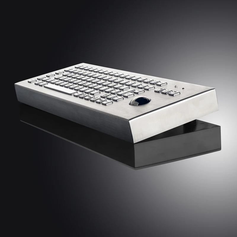 Imagem -02 - Teclado Industrial do Desktop do com Trackball o Quiosque Impermeável Prendido Padrão de Ip65 89 Chaves Aço Inoxidável