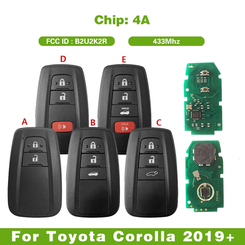 CN007269 For Toyota Corolla 2019+ Smart Remote Key 433MHz 4A Chip FCCID :B2U2K2R 8990H-02050