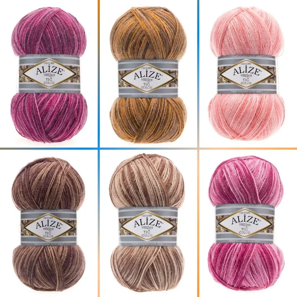 Wool Patterned Knitted Yarn - 16 Options - 570 Meters (100gr) - Alize Superlana Crochet Color - Acrylic - Shawls - Accessories - Scarves - Cardigan