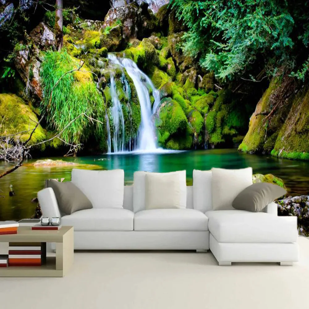 5 Model 3D Photo Wallpapers Mountain Stream Pool Mural Waterproof European Courtyard Flower Wall Painting Living Room Decoration